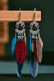 Vintage Fringe Colorblock Feather Earrings