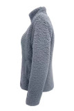 Casual Solid Zipper Mandarin Collar Outerwear