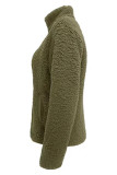 Casual Solid Zipper Mandarin Collar Outerwear