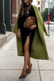Work Elegant Solid Solid Color Turndown Collar Outerwear
