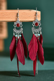 Vintage Fringe Colorblock Feather Earrings