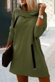 Casual Street Solid Zipper Hooded Collar A Line Dresses