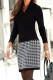 Work Print Patchwork V Neck One Step Skirt Dresses