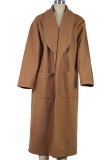 Work Elegant Solid Solid Color Turndown Collar Outerwear
