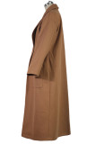 Work Elegant Solid Solid Color Turndown Collar Outerwear