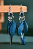 Vintage Fringe Colorblock Feather Earrings