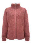 Casual Solid Zipper Mandarin Collar Outerwear