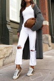 Work Elegant Solid Solid Color Turndown Collar Outerwear