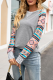 Casual Geometric Patchwork O Neck Tops