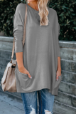 Casual Solid Patchwork O Neck Tops