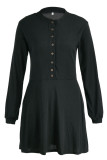 Casual Solid Patchwork Buckle A Line Dresses