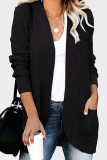 Casual Solid Patchwork Pocket V Neck Tops Sweater