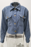 Fashion Solid Patchwork Buckle Turndown Collar Tops