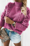Casual Solid Patchwork Turtleneck Tops