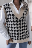 Casual Print Patchwork V Neck Tops