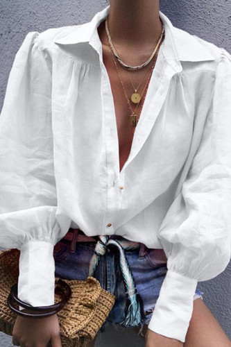 Fashion Street Solid Patchwork Turndown Collar Tops