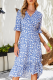 Fashion Elegant Floral Frenulum Flounce Slit V Neck A Line Dresses