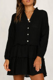 Fashion Street Solid Patchwork V Neck A Line Dresses