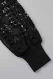 Casual Solid Hollowed Out Patchwork V Neck Sweaters