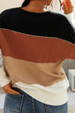 Fashion Casual Striped Patchwork O Neck Tops