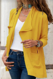 Casual Solid Patchwork Pocket Turndown Collar Outerwear