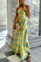 Sexy Print Printing Halter A Line Dresses