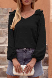 Fashion Casual Solid Patchwork V Neck Tops