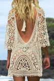 Fashion Vacation Solid Hollowed Out Swimwears Cover Up