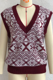 Fashion Casual Print Patchwork V Neck Tops