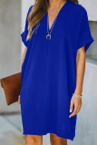 Casual Solid Patchwork V Neck Straight Dresses