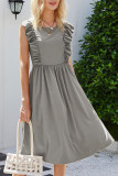 Fashion Casual Solid Patchwork O Neck A Line Dresses