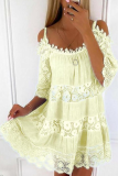Fashion Solid Lace Spaghetti Strap Lace Dress Dresses
