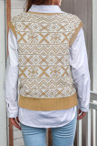 Fashion Casual Print Patchwork V Neck Tops