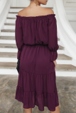 Casual Solid Patchwork Off the Shoulder Straight Dresses