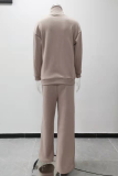 Casual Solid Patchwork Half A Turtleneck Long Sleeve Two Pieces