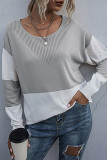 Fashion Casual Solid Patchwork O Neck Tops