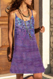 Fashion Casual Print Patchwork Spaghetti Strap A Line Dresses