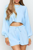 Fashion Casual Solid Patchwork O Neck Long Sleeve Two Pieces