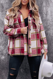 Casual Plaid Patchwork Turndown Collar Tops