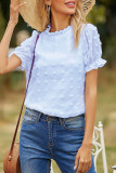 Fashion Street Solid Patchwork O Neck Tops