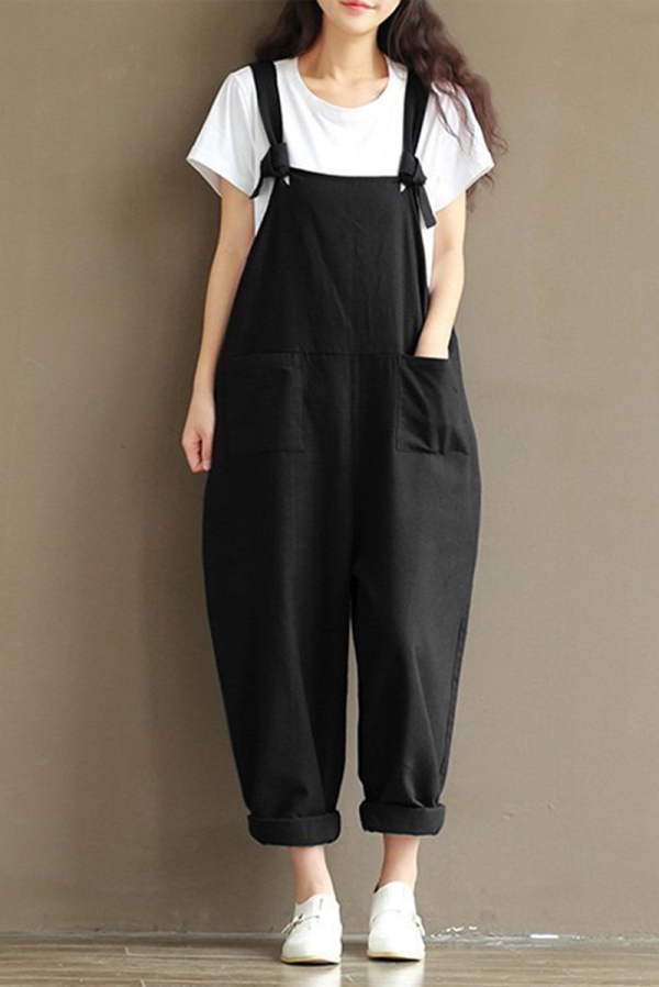 Casual Solid Patchwork Spaghetti Strap Harlan Jumpsuits