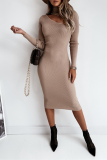 Fashion Elegant Solid Hollowed Out Patchwork Half A Turtleneck Pencil Skirt Dresses