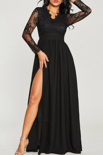 Sexy Elegant Embroidery Lace Embroidered V Neck One Step Skirt Dresses