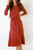 Fashion Casual Solid Patchwork O Neck A Line Dresses