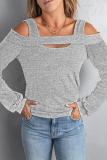 Casual Solid Patchwork Square Collar Tops