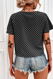 Casual Dot Patchwork V Neck Tops