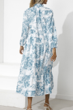 Fashion Elegant Tie Dye Patchwork Frenulum Stringy Selvedge Collar A Line Dresses