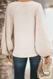 Fashion Elegant Solid Patchwork V Neck Tops