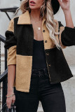 Street Color Block Patchwork Contrast Turndown Collar Outerwear