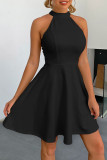 Fashion Street Solid Patchwork O Neck A Line Dresses